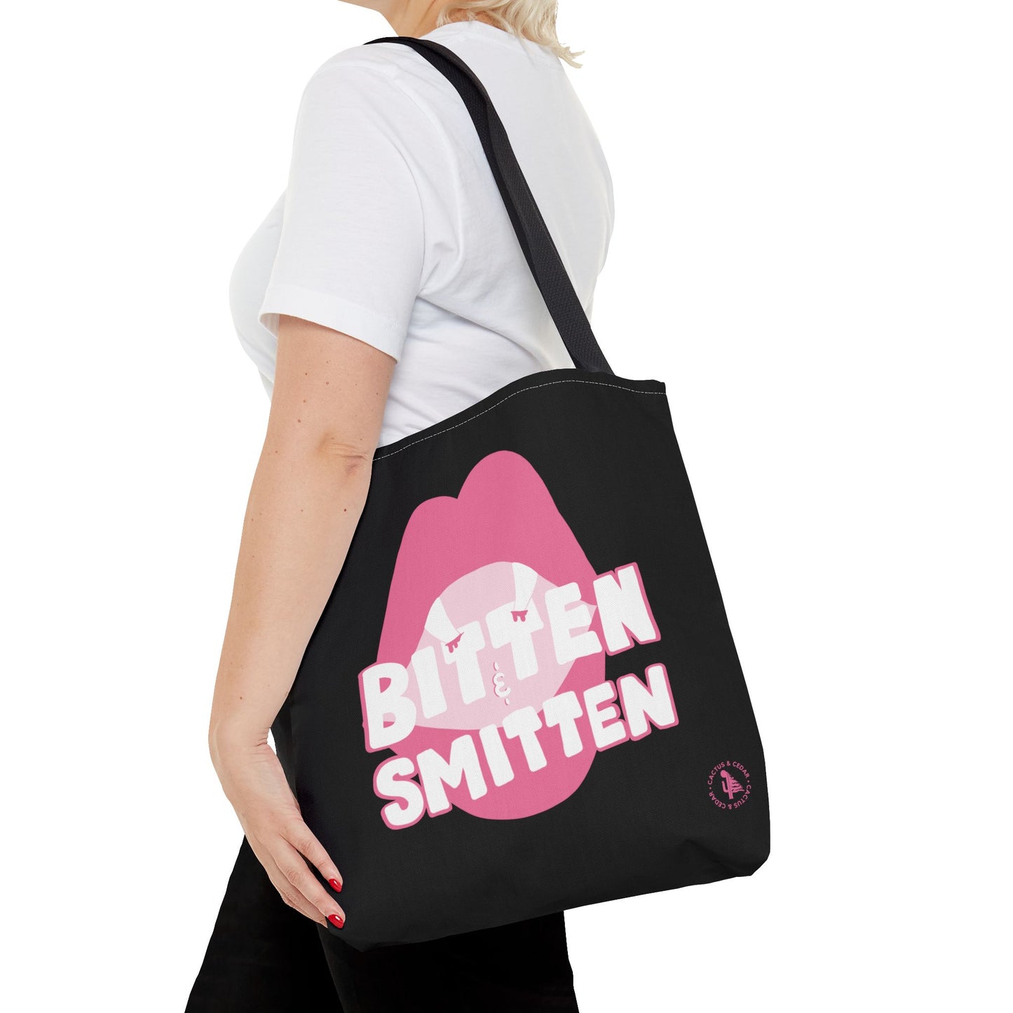 Bitten & Smitten Tote Bag / Pink Vamp Tote Bag