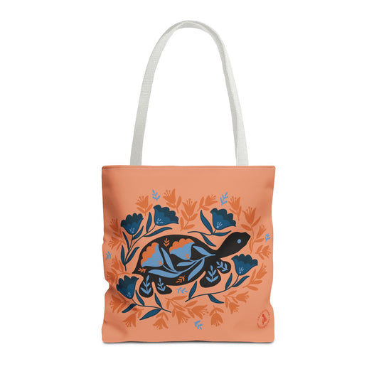 Desert Tortoise Tote Bag / Floral Turtle Tote Bag
