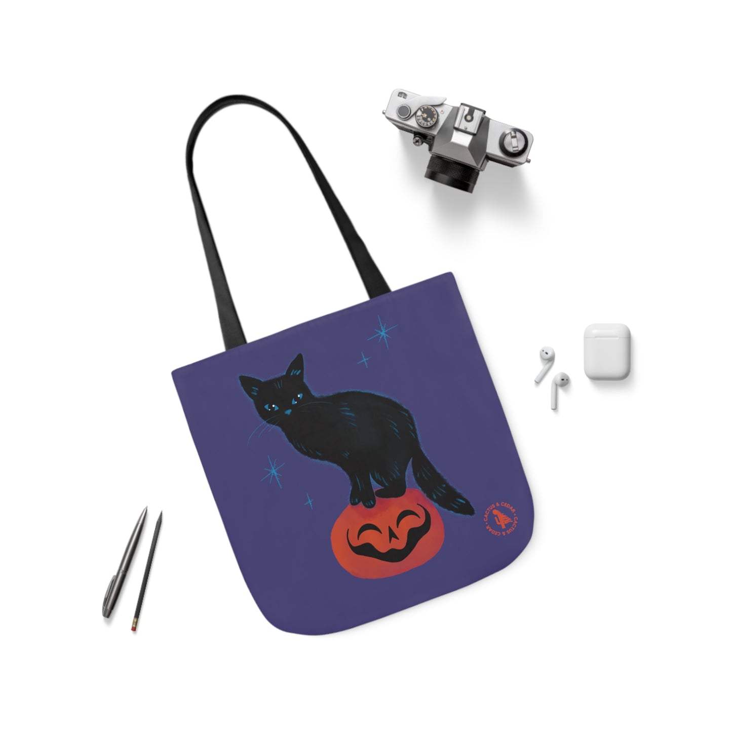 Pumpkin the Cat Tote Bag / Black Cat Tote Bag / Halloween Tote Bags