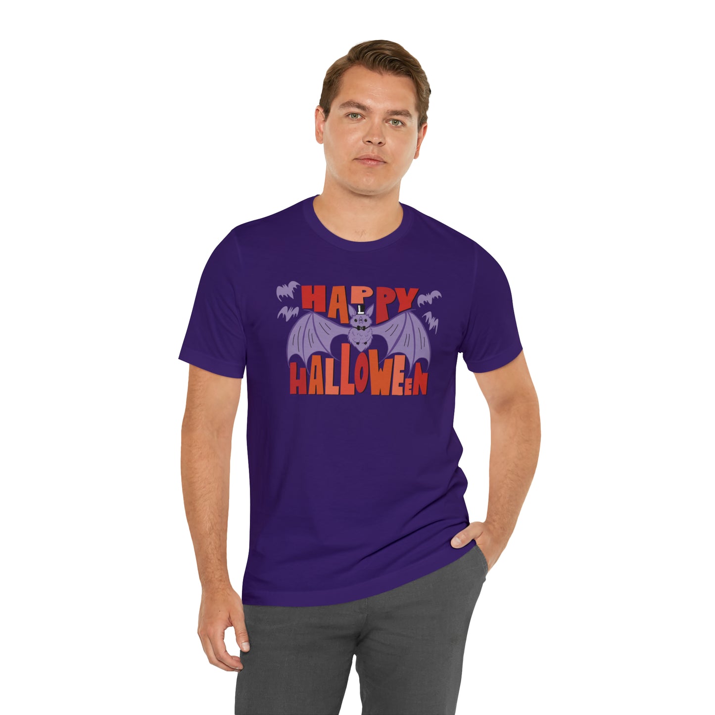 Purple Halloween Batty Shirt / "Happy Halloween" Shirt / Cute Halloween Shirt