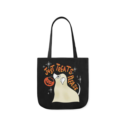 "Just Treats Please" Tote Bag / Ghost Dog Tote Bag / Trick or Treat Bag / Halloween Tote Bag
