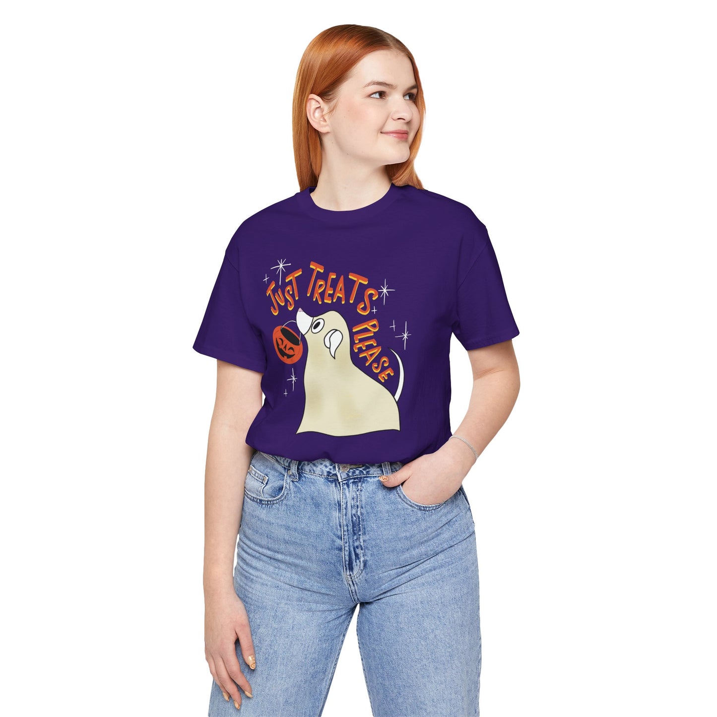 Just Treats Please! T-Shirt / Ghost Dog Shirt / Halloween T-Shirts