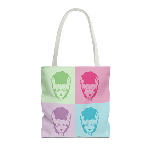 Technicolor Bride of Frankenstein Tote Bag / Horror Art Accessories / Pop Art Tote