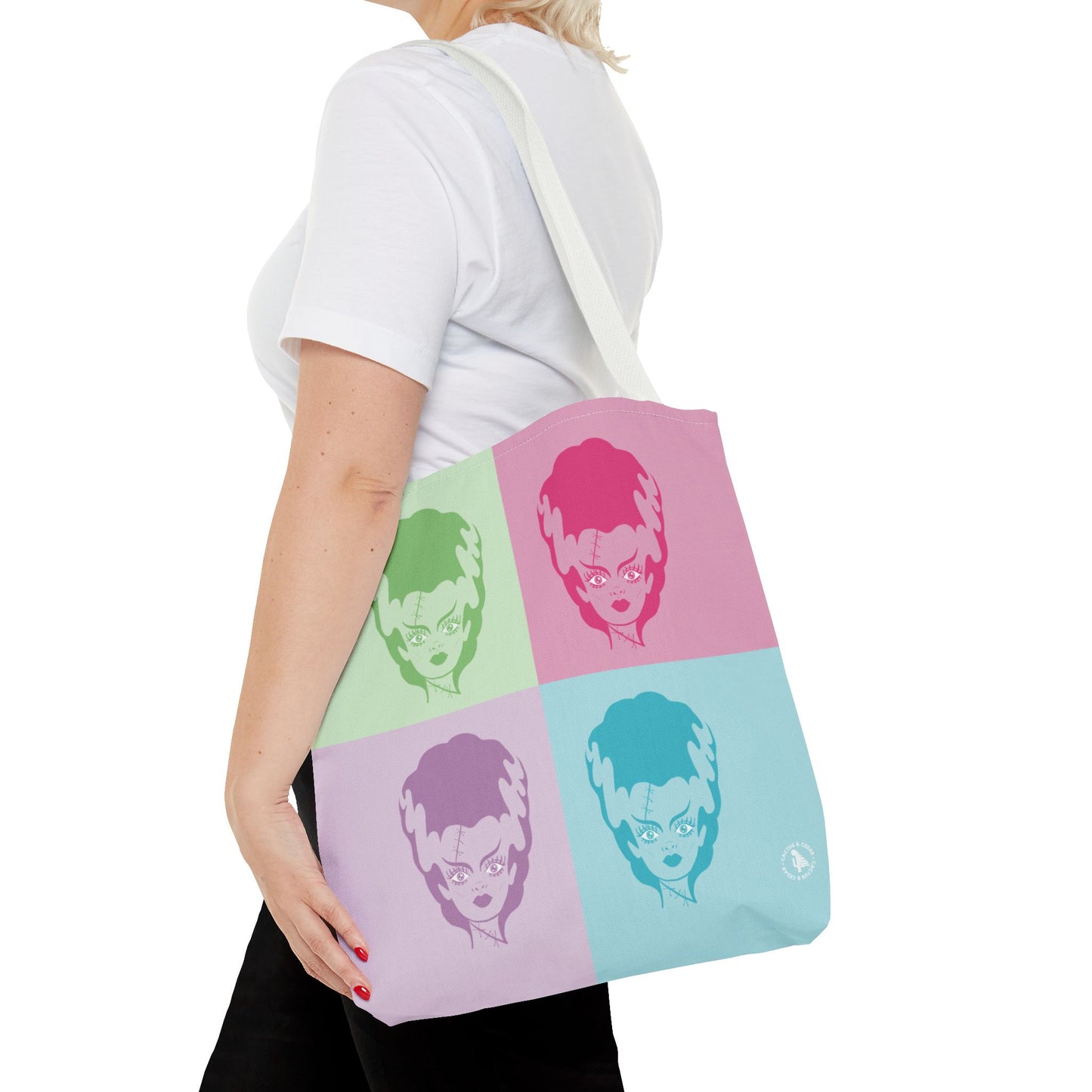 Technicolor Bride of Frankenstein Tote Bag / Horror Art Accessories / Pop Art Tote