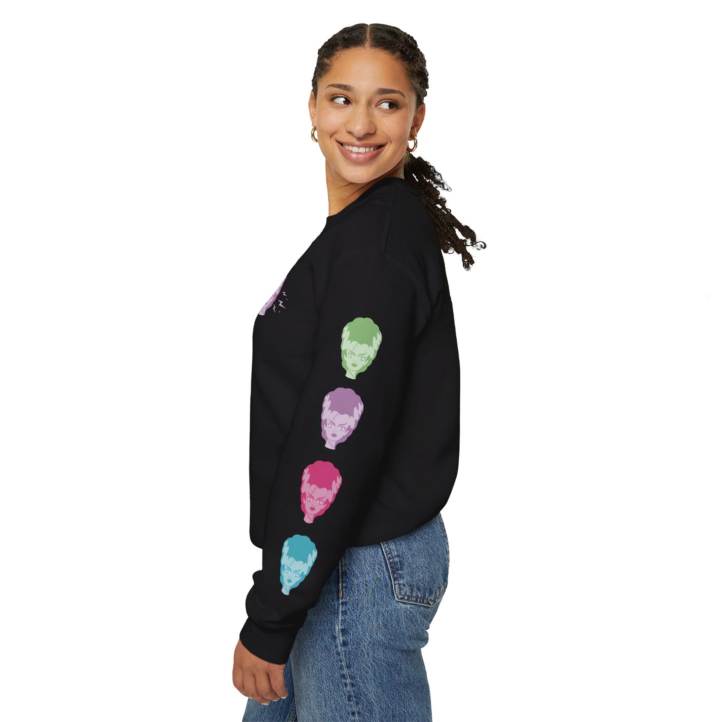 Technicolor Bride of Frankenstein Sweater / Halloween Crewneck Sweater