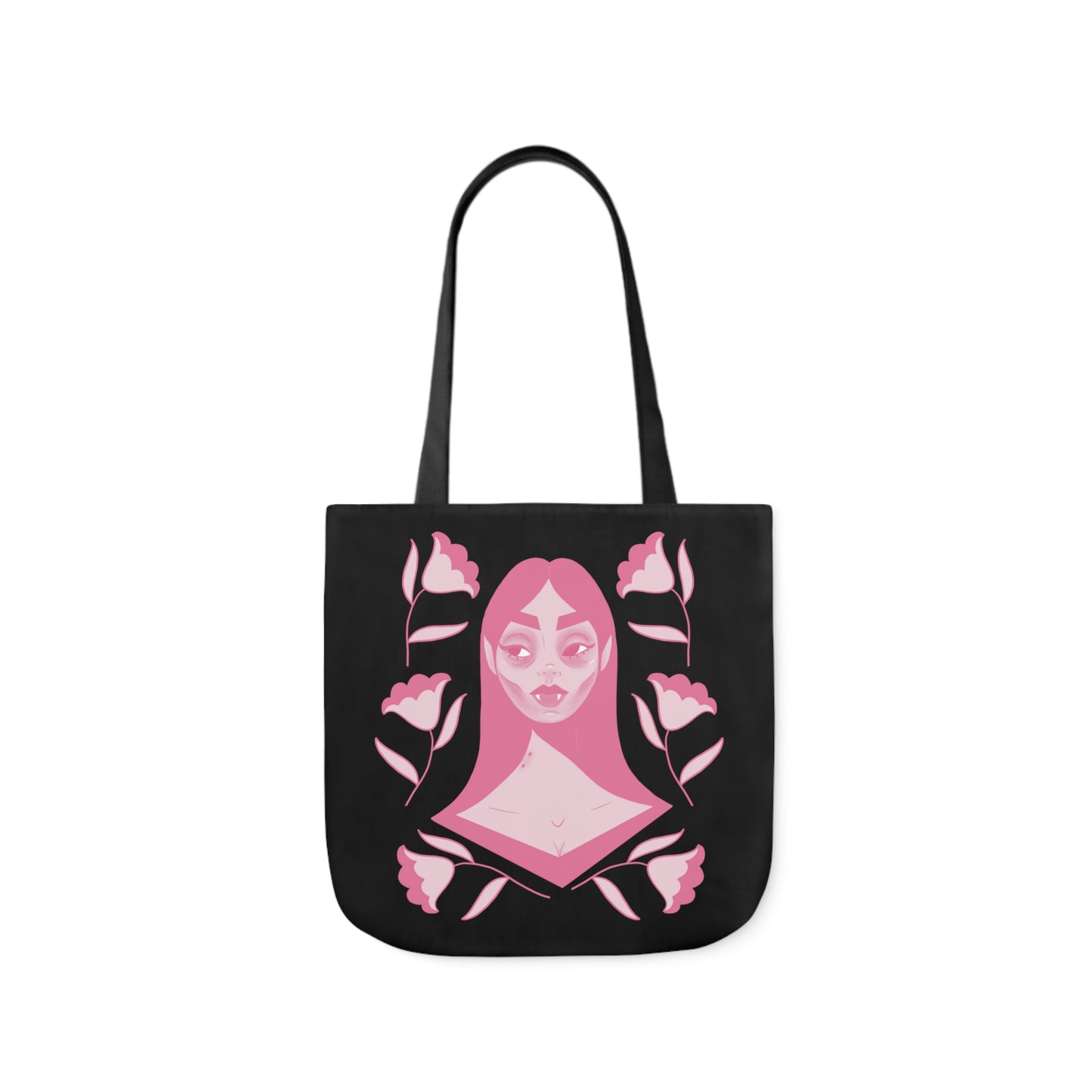 Bitten & Smitten Tote Bag / Pink Vamp Tote Bag / Pink Halloween Tote Bag / Polyester Canvas Tote Bag