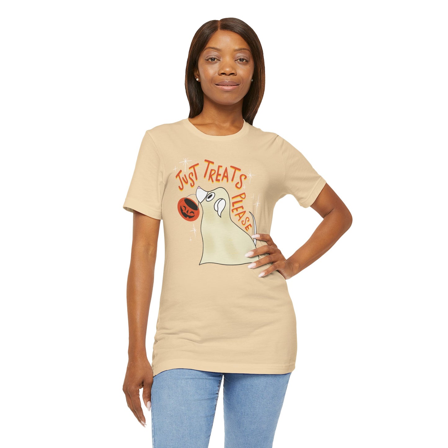 Just Treats Please! T-Shirt / Ghost Dog Shirt / Halloween T-Shirts