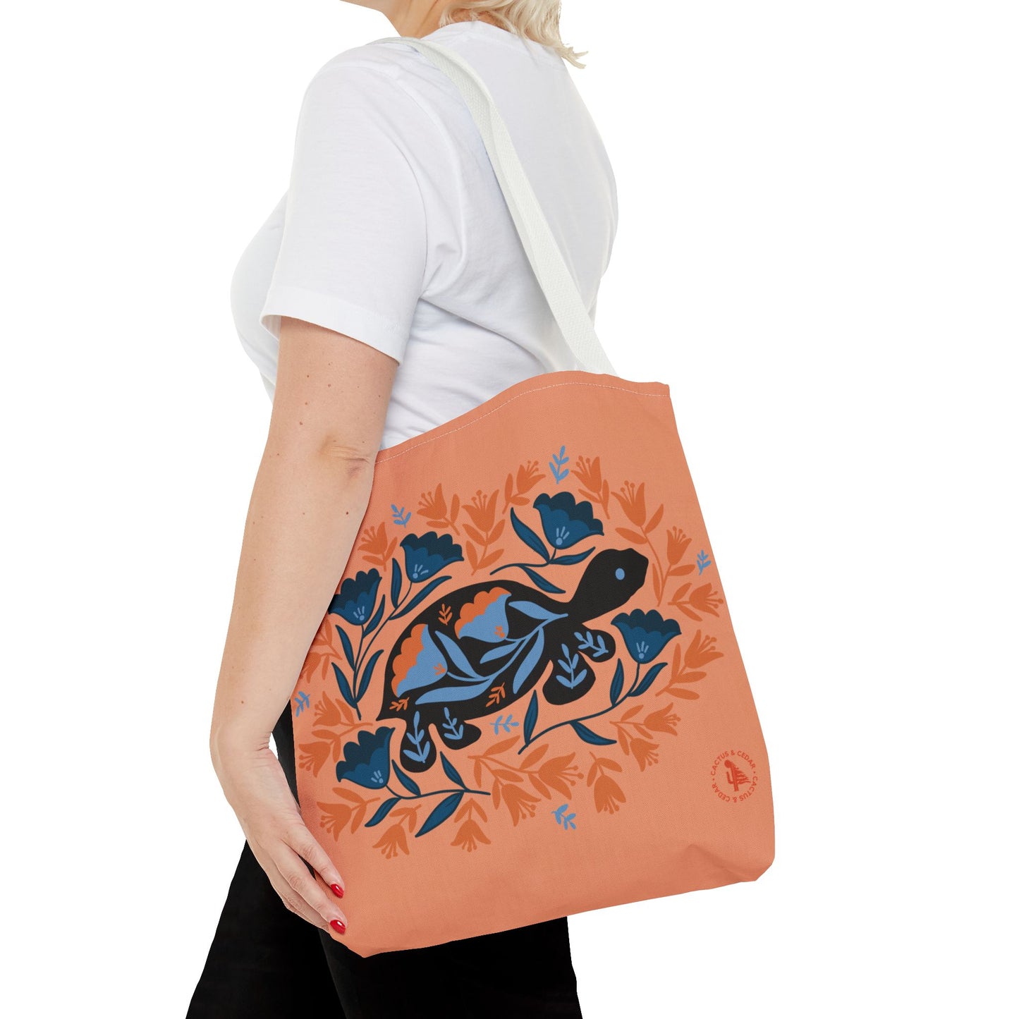 Desert Tortoise Tote Bag / Floral Turtle Tote Bag