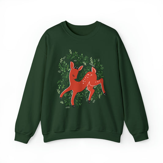 Prancer Reindeer Crewneck Sweater / Cute Christmas Sweater