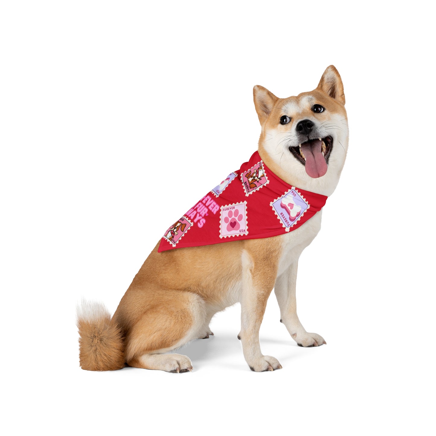 Valentine's Day Dog Bandana / Two Sizes Available / Pet Bandana / Always & Furever / Dog Valentine Stamp