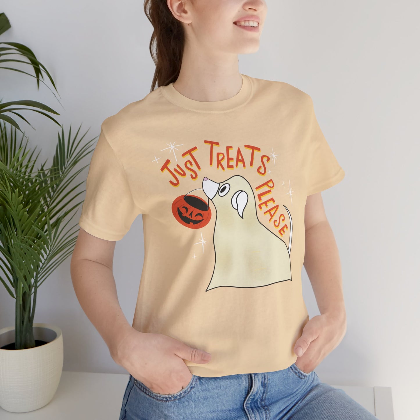 Just Treats Please! T-Shirt / Ghost Dog Shirt / Halloween T-Shirts