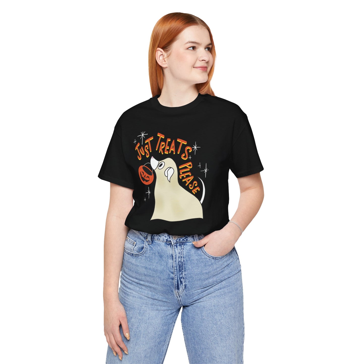 Just Treats Please! T-Shirt / Ghost Dog Shirt / Halloween T-Shirts