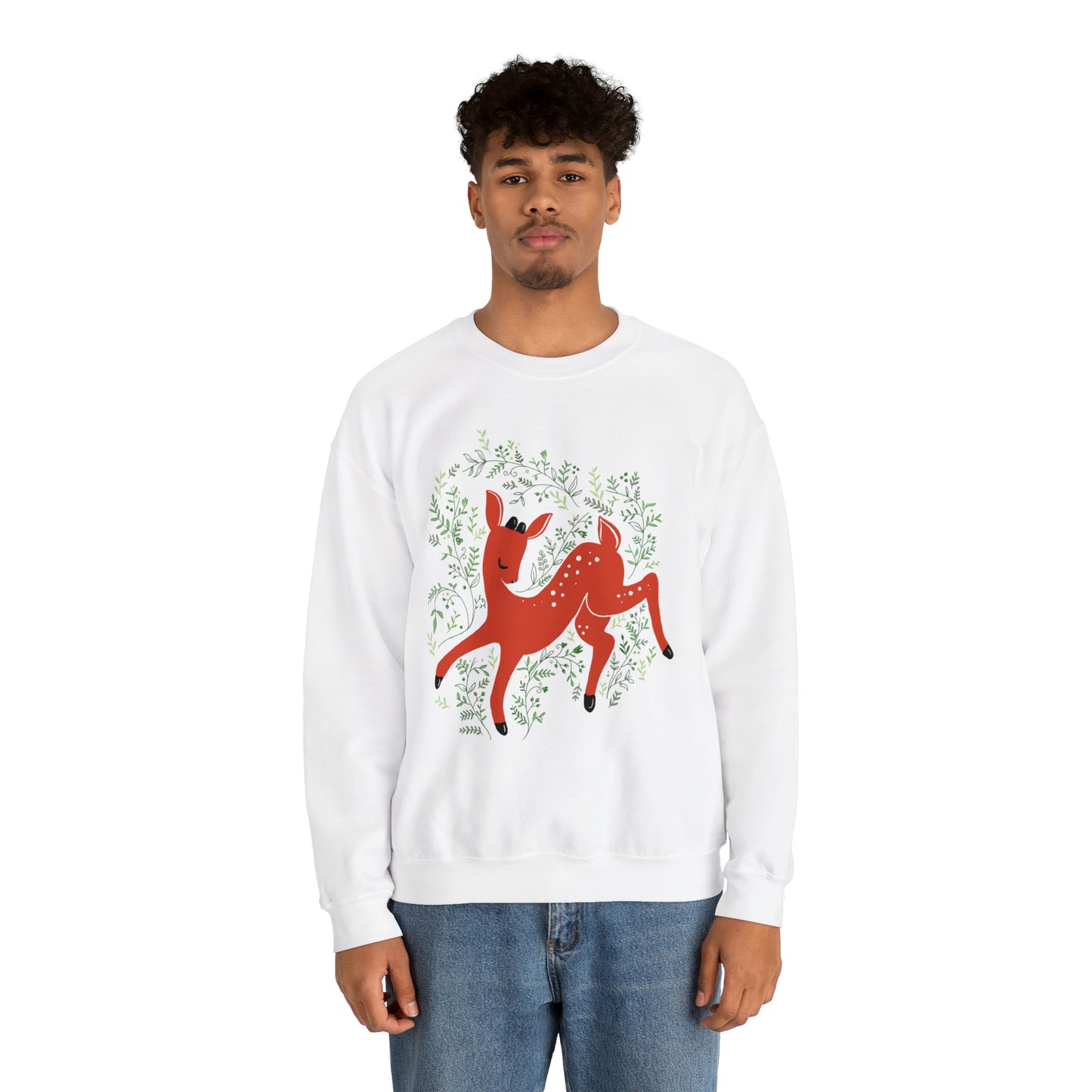 Prancer Reindeer Crewneck Sweater / Cute Christmas Sweater