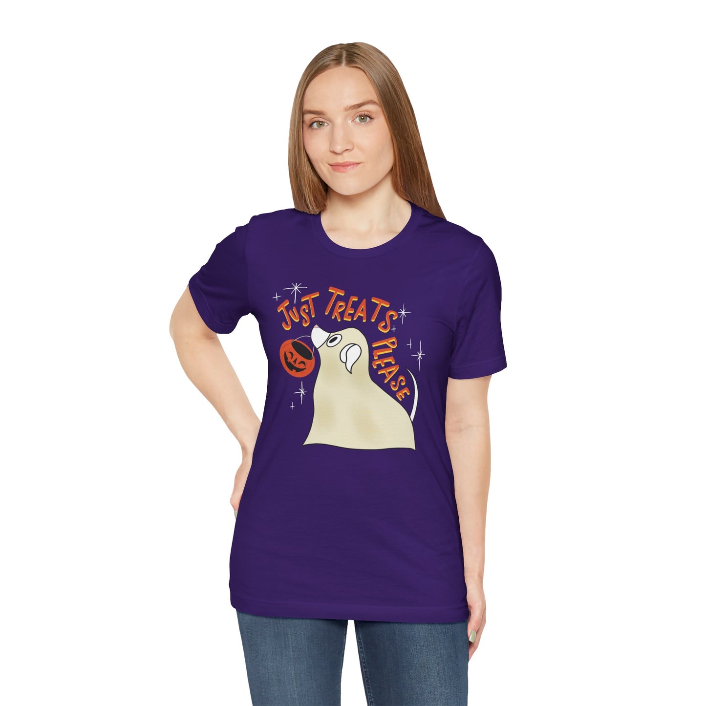 Just Treats Please! T-Shirt / Ghost Dog Shirt / Halloween T-Shirts