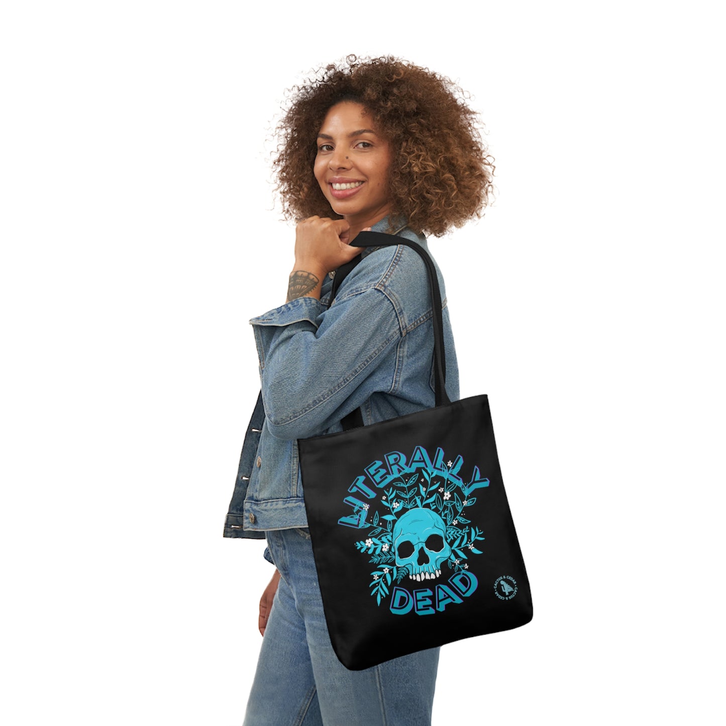 Literally Dead Tote Bag in Zombie Blue / Skull Tote Bag