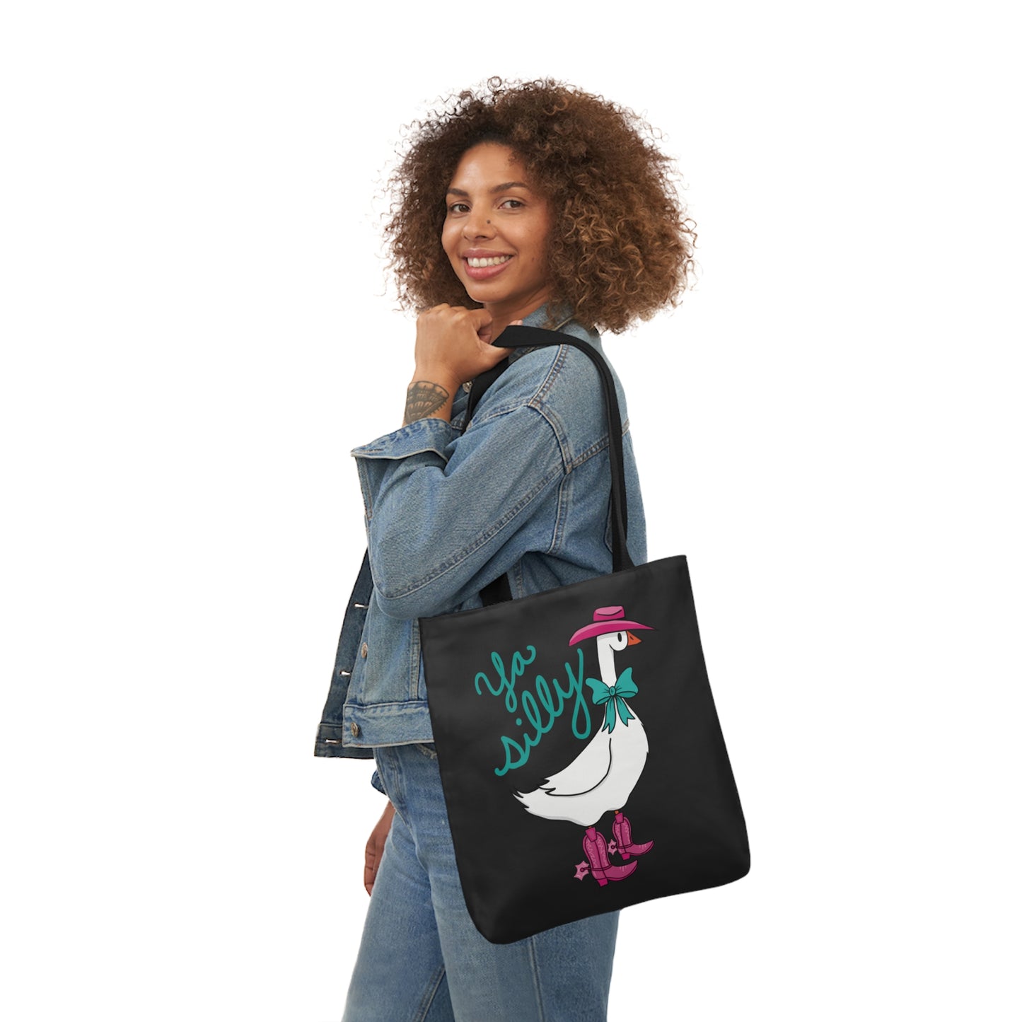 Ya Silly Goose Tote (black background) / This Goose Was Made for Walkin Tote Bag / Goose Tote Bag / Honk