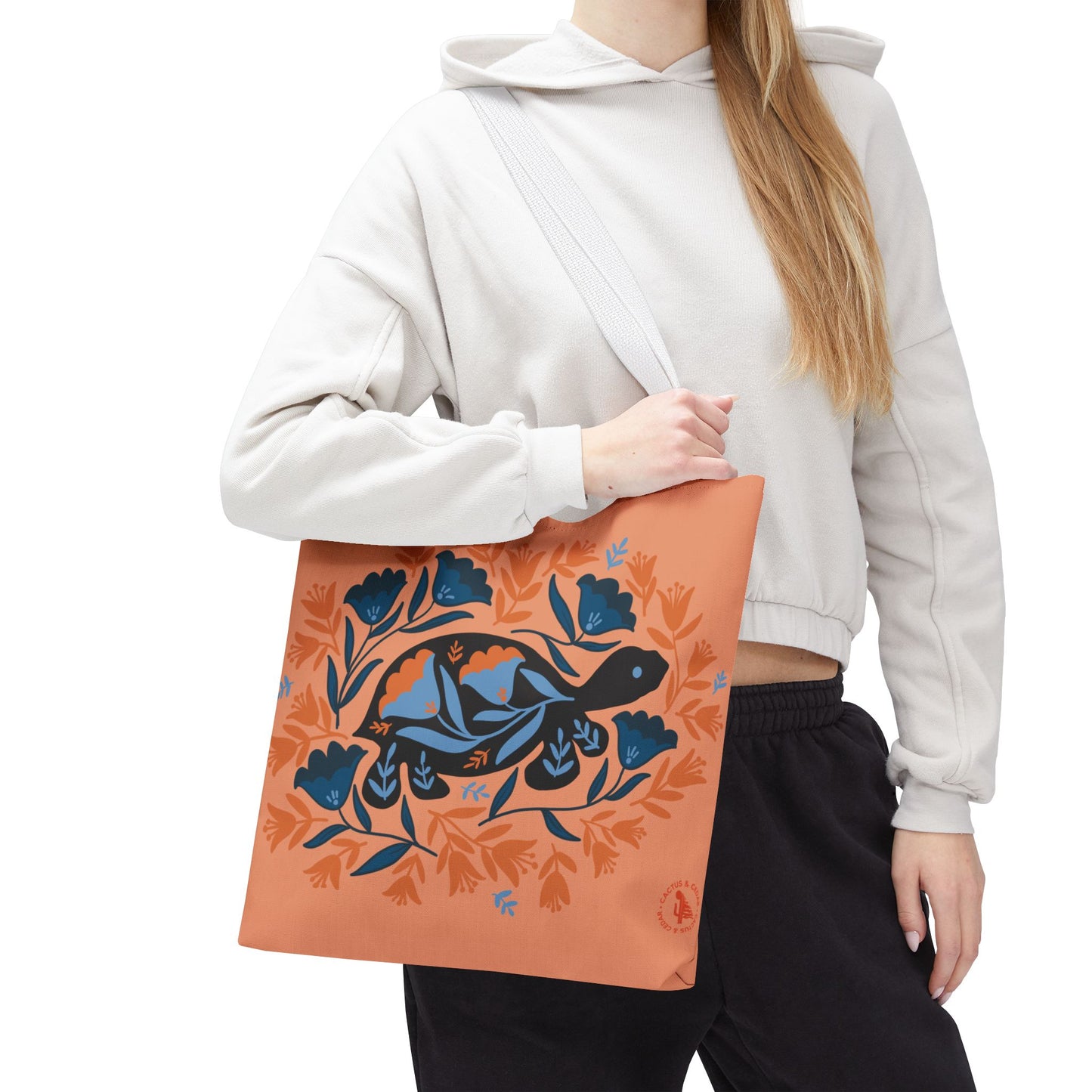 Desert Tortoise Tote Bag / Floral Turtle Tote Bag