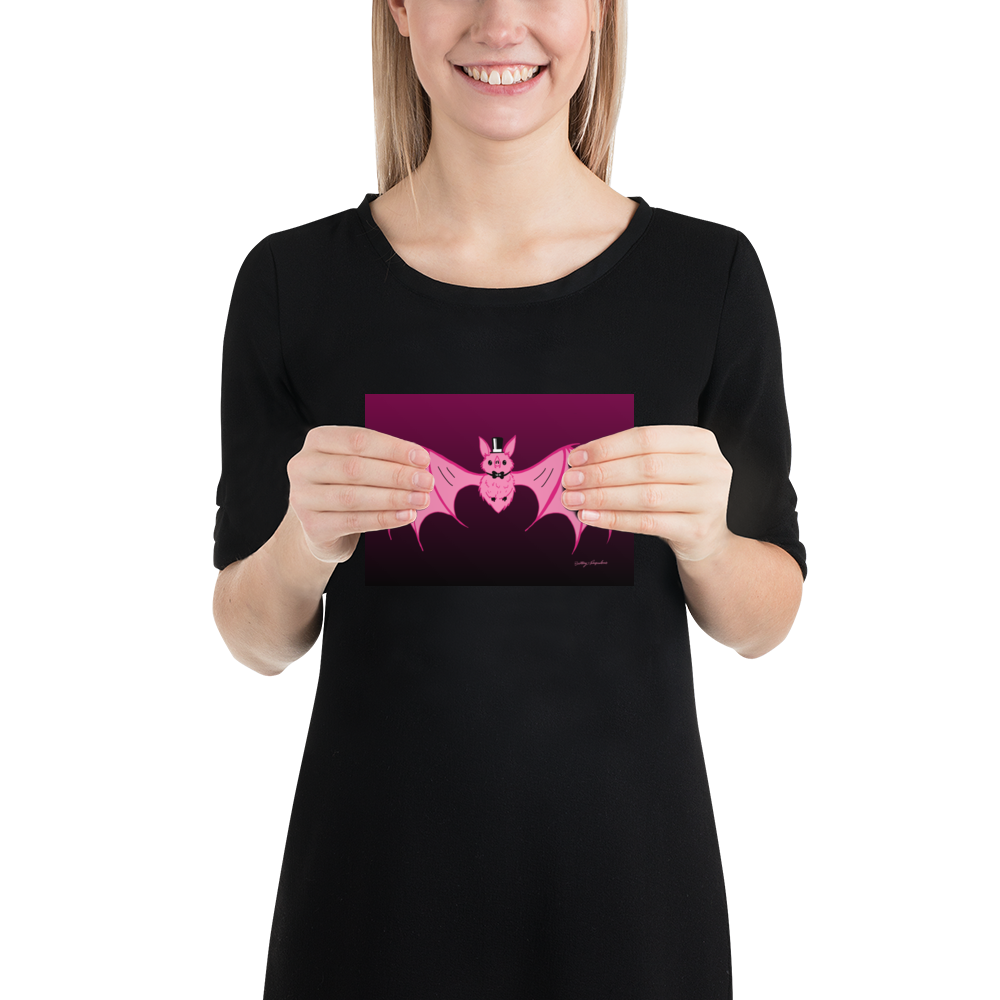 "Batty" Art Print / 5X7 / 8X10 / Pink Vampire Art