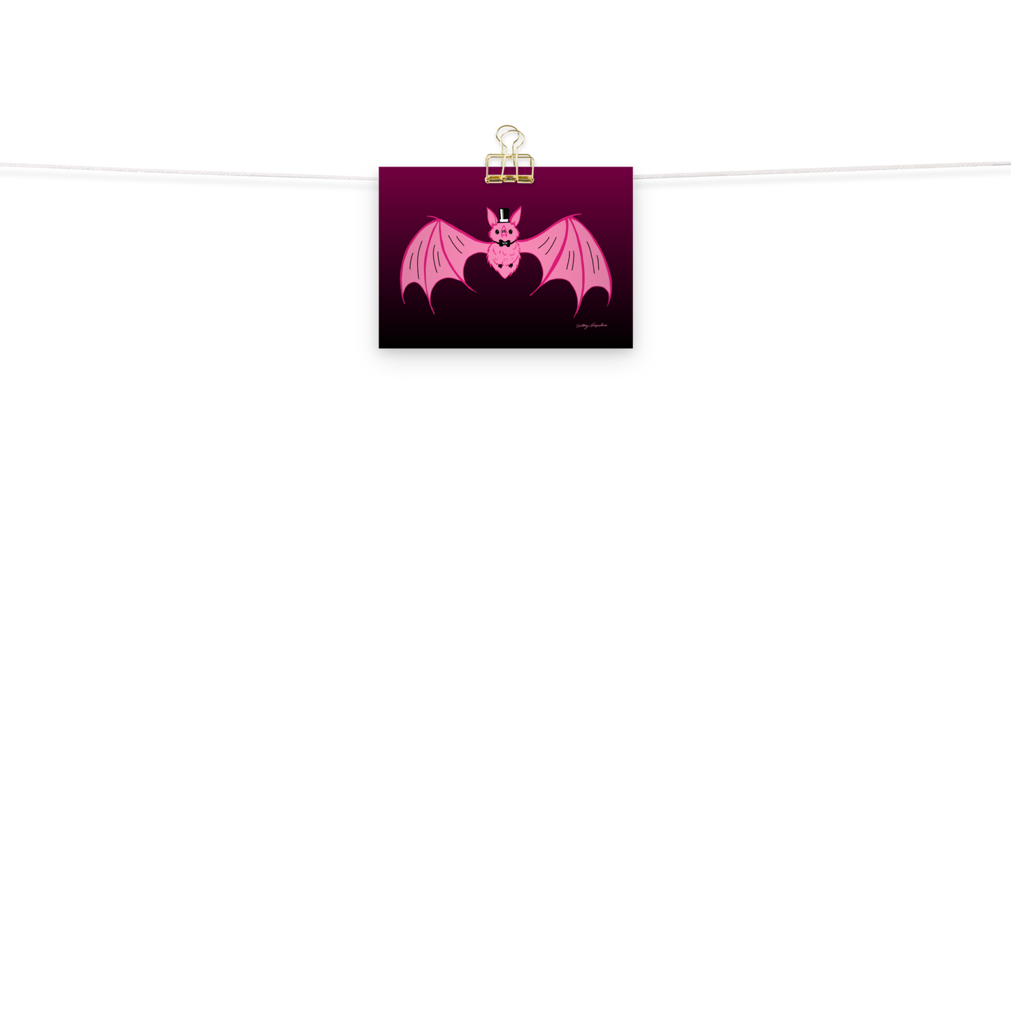 "Batty" Art Print / 5X7 / 8X10 / Pink Vampire Art