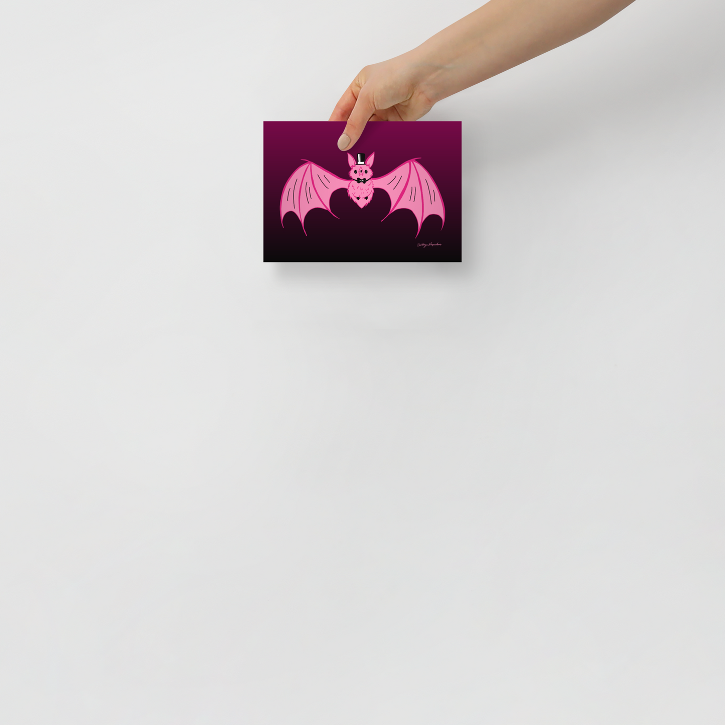 "Batty" Art Print / 5X7 / 8X10 / Pink Vampire Art