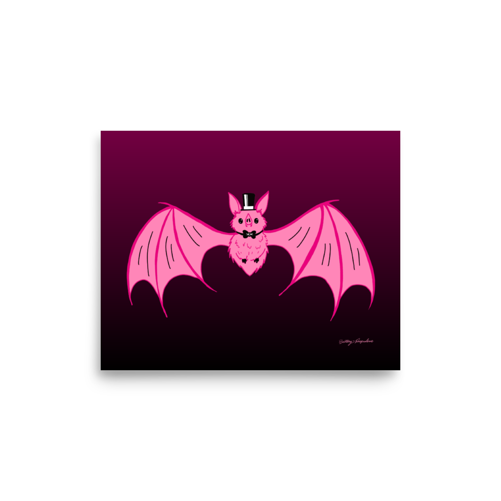 "Batty" Art Print / 5X7 / 8X10 / Pink Vampire Art