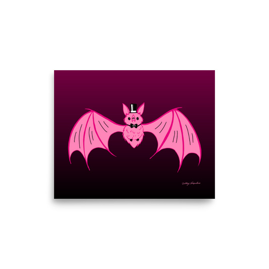 "Batty" Art Print / 5X7 / 8X10 / Pink Vampire Art