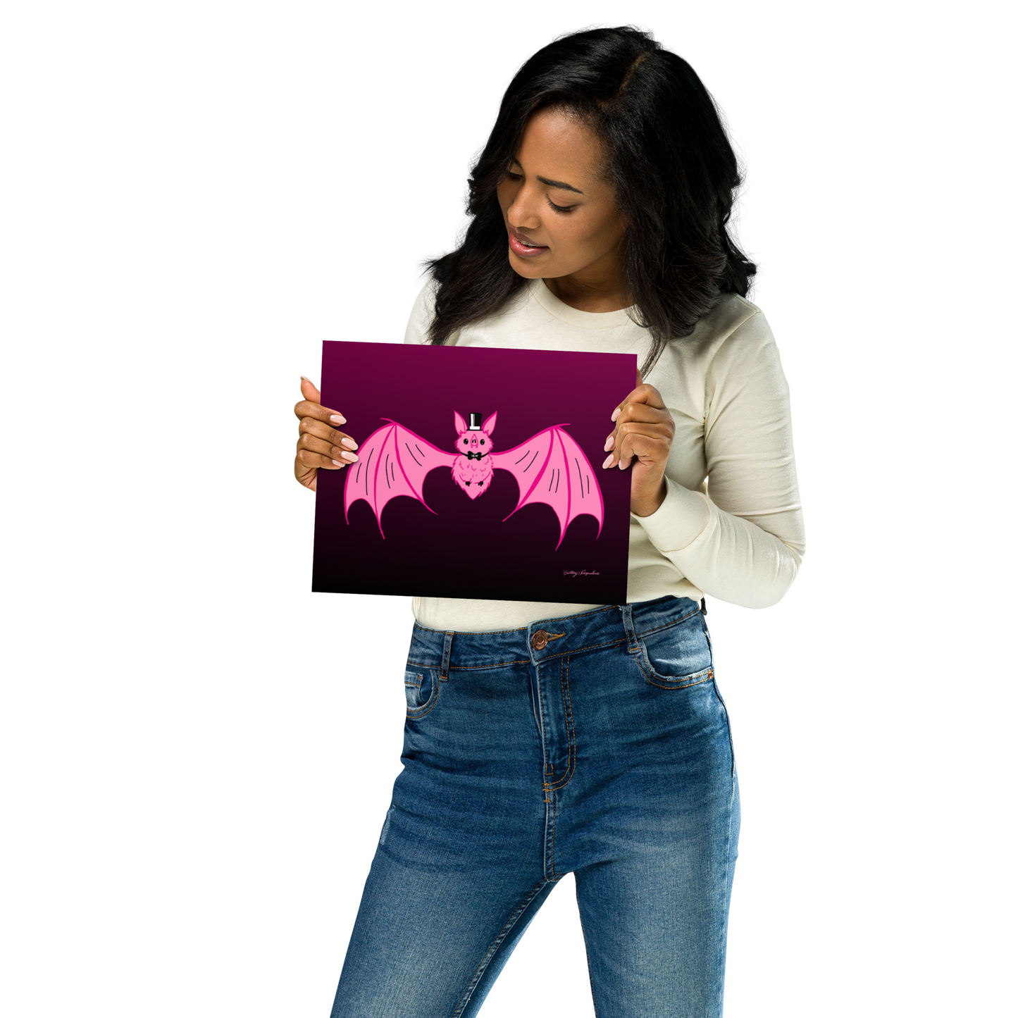 "Batty" Art Print / 5X7 / 8X10 / Pink Vampire Art