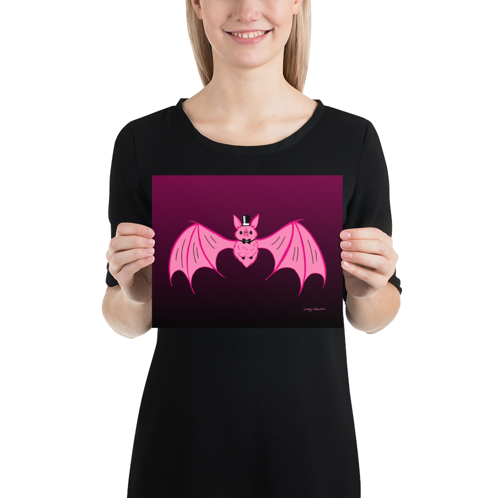 "Batty" Art Print / 5X7 / 8X10 / Pink Vampire Art