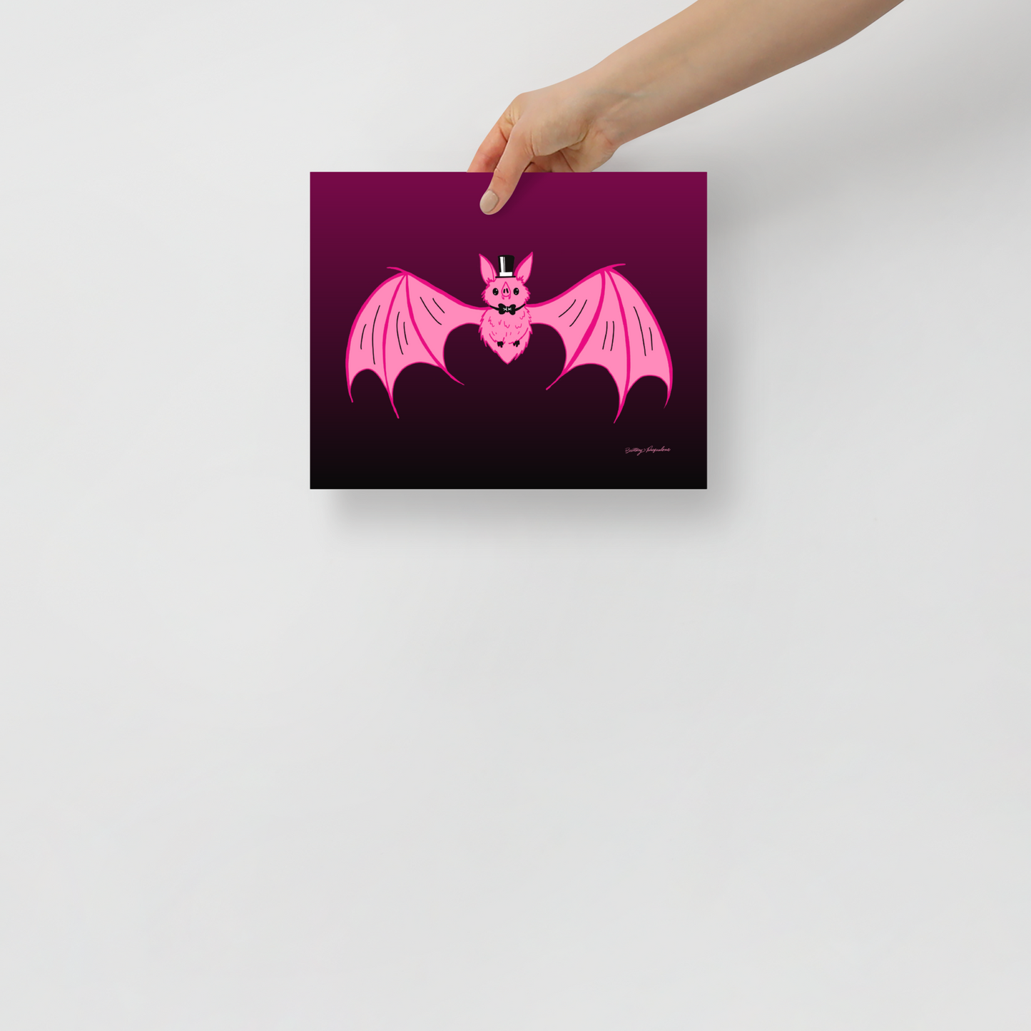 "Batty" Art Print / 5X7 / 8X10 / Pink Vampire Art