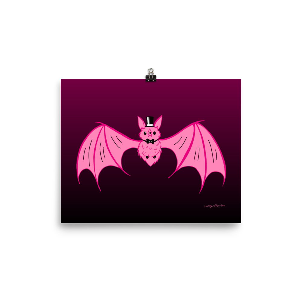 "Batty" Art Print / 5X7 / 8X10 / Pink Vampire Art