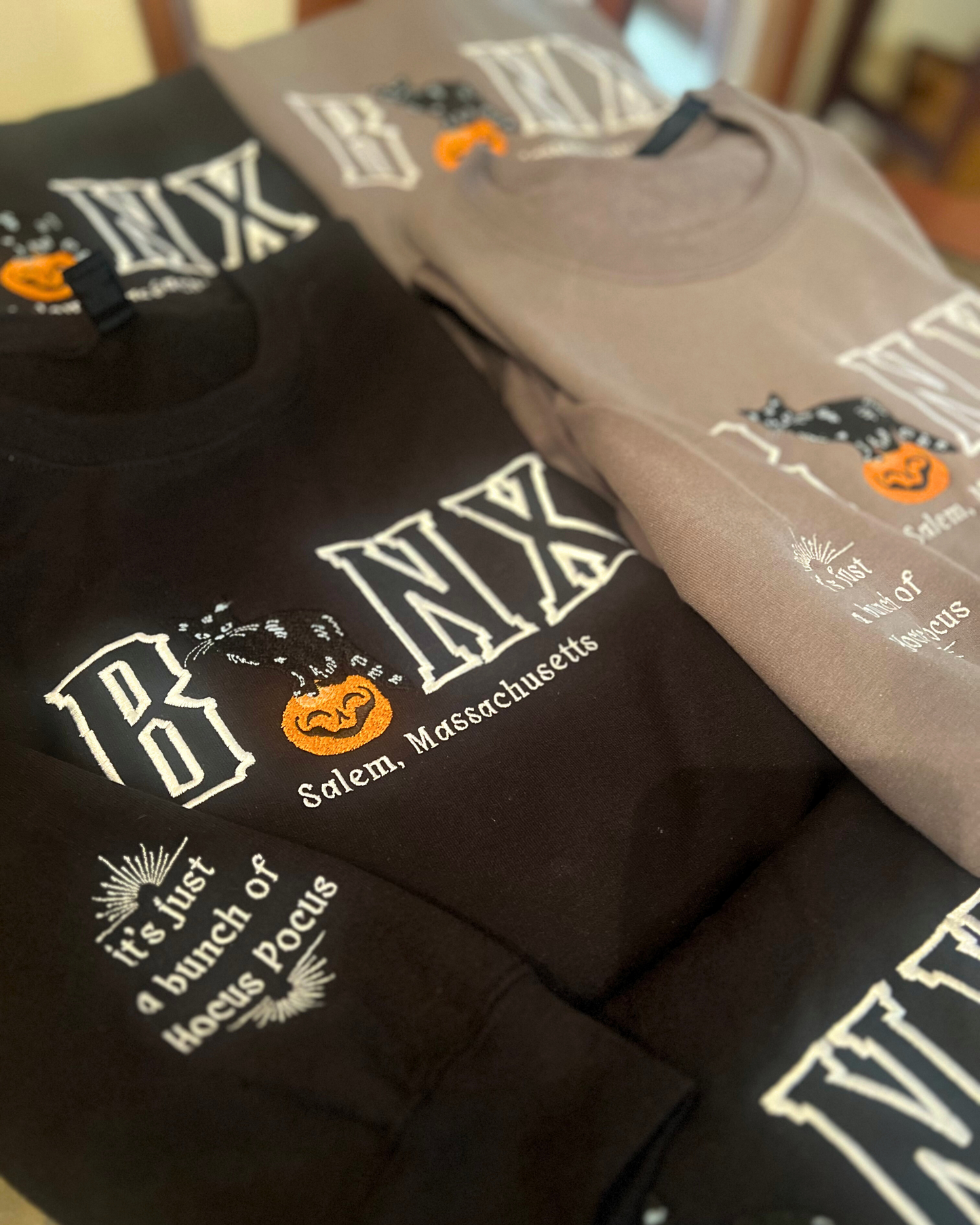 Binx Cat Crewneck Sweater / Embroidered Halloween Sweatshirts / Black Cat Crewneck
