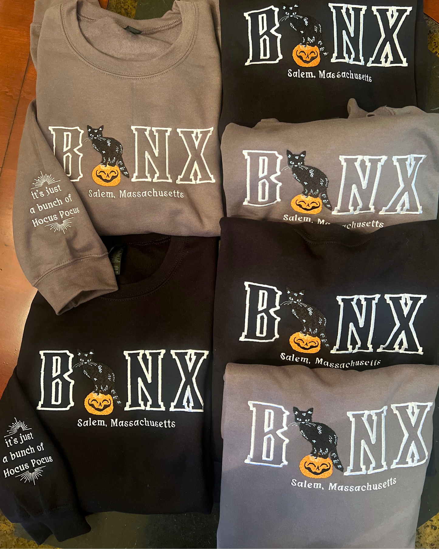 Binx Cat Crewneck Sweater / Embroidered Halloween Sweatshirts / Black Cat Crewneck
