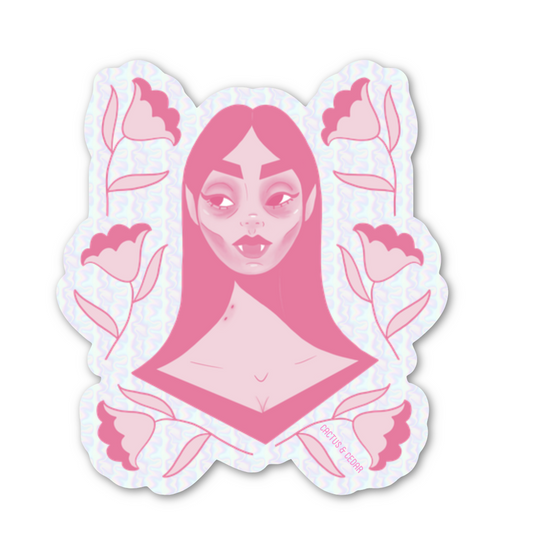 Pink Vampire Sticker / "Bitten & Smitten" Sticker / Halloween Stickers