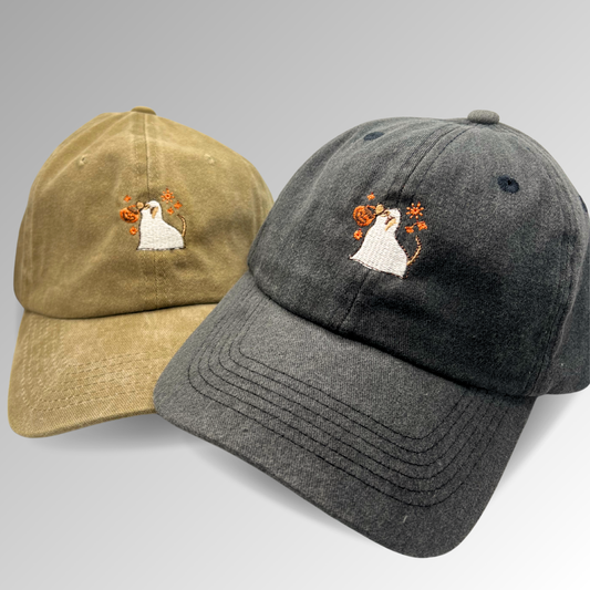 Ghost Dog Hat / Just Treats Please Hat / Halloween Embroidered Hat