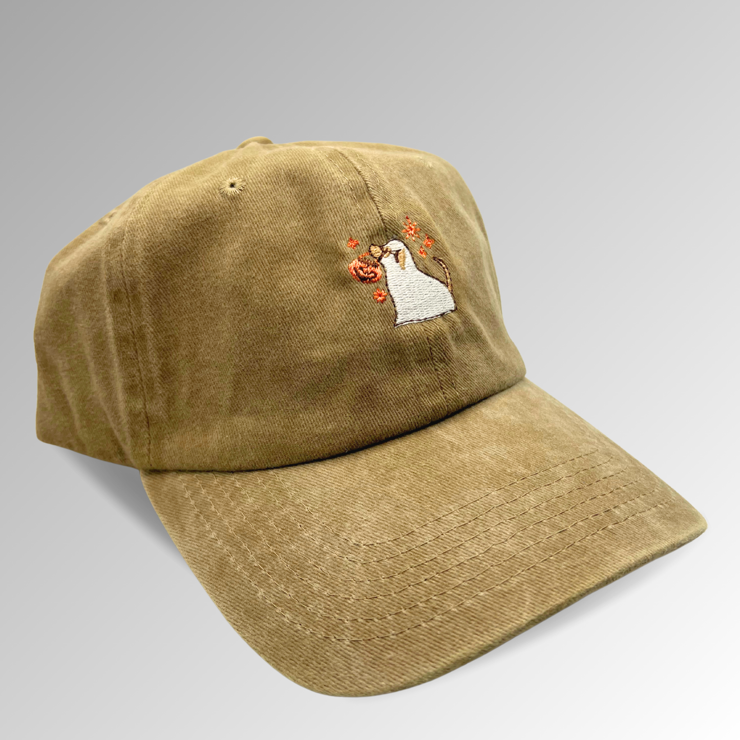 Ghost Dog Hat / Just Treats Please Hat / Halloween Embroidered Hat