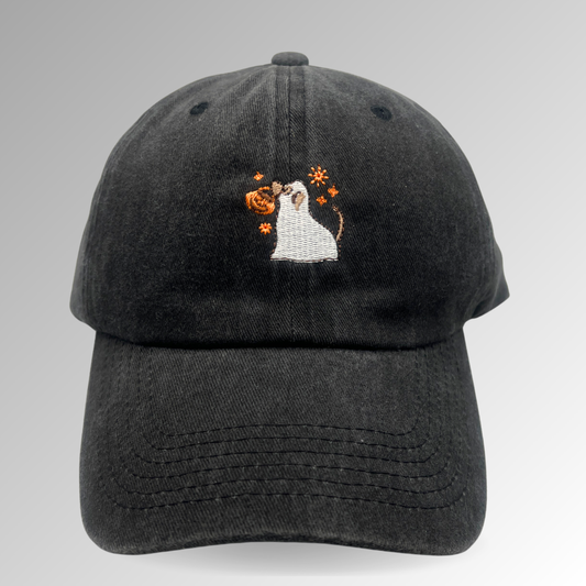 Ghost Dog Hat / Just Treats Please Hat / Halloween Embroidered Hat