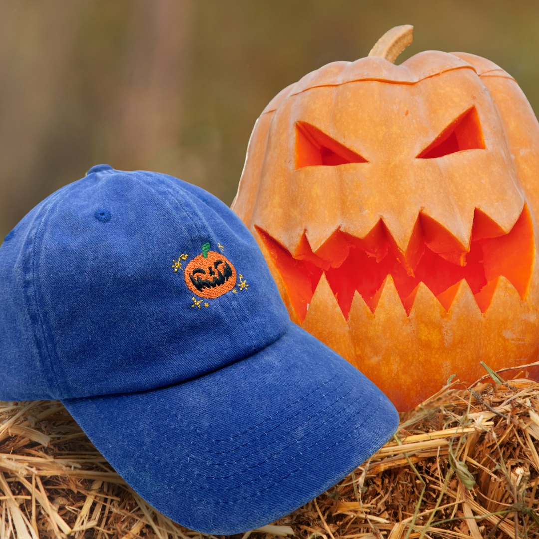 Grinning Jack Pumpkin Hat / Halloween Embroidered Hat