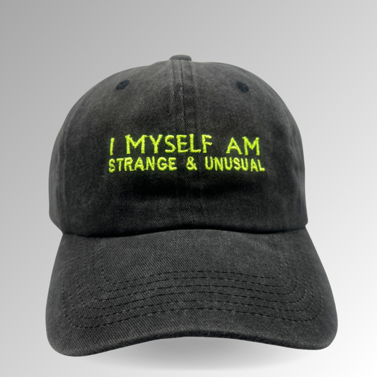 "I Myself Am Strange & Unusual" Hat / Horror Embroidered Hat / Beetlejuice Hat