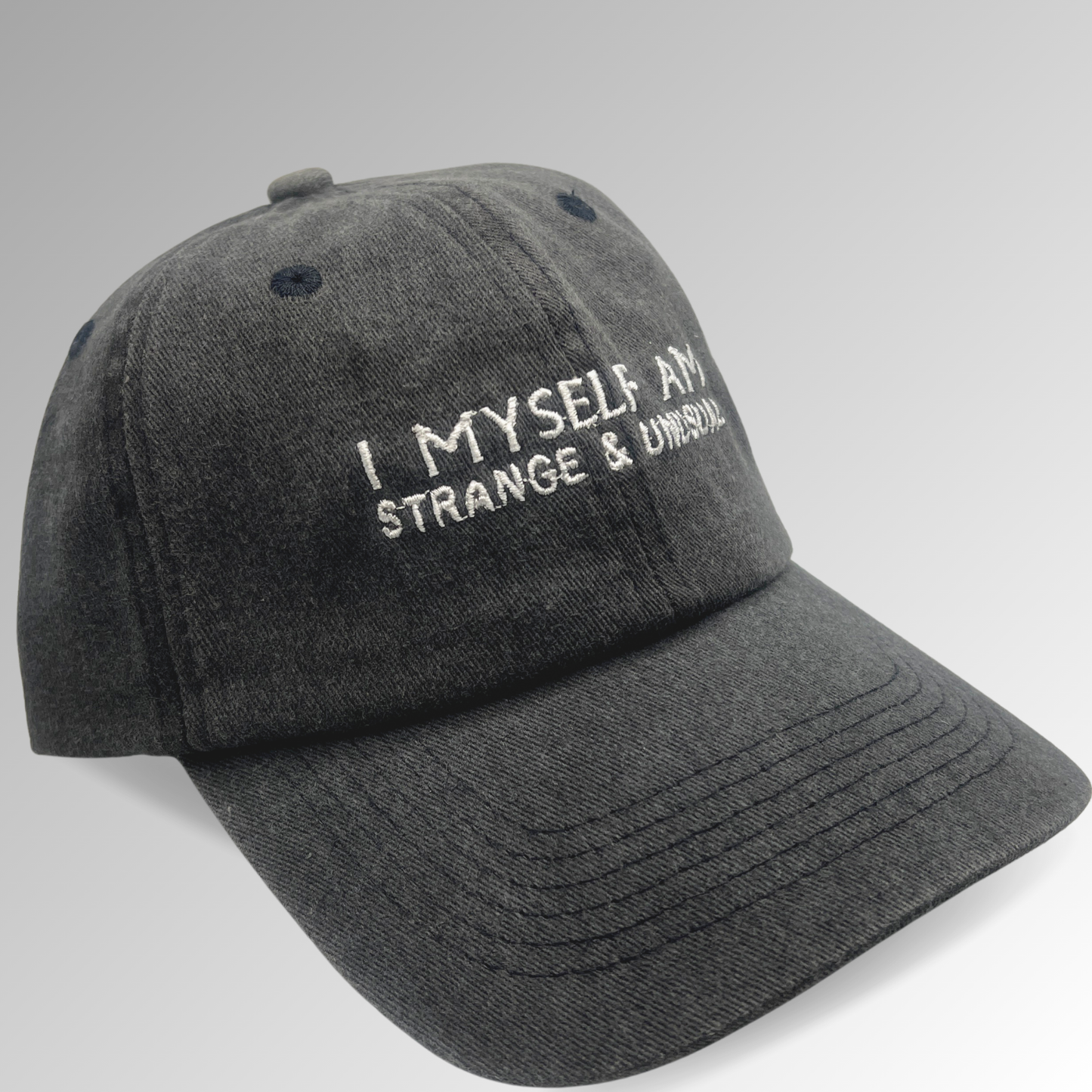 "I Myself Am Strange & Unusual" Hat / Horror Embroidered Hat / Beetlejuice Hat