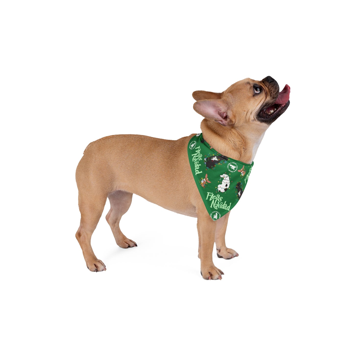 "Fleas Navidad" Dog Bandana / Two Sizes Available / Pet Bandana / Christmas Dog Scarf