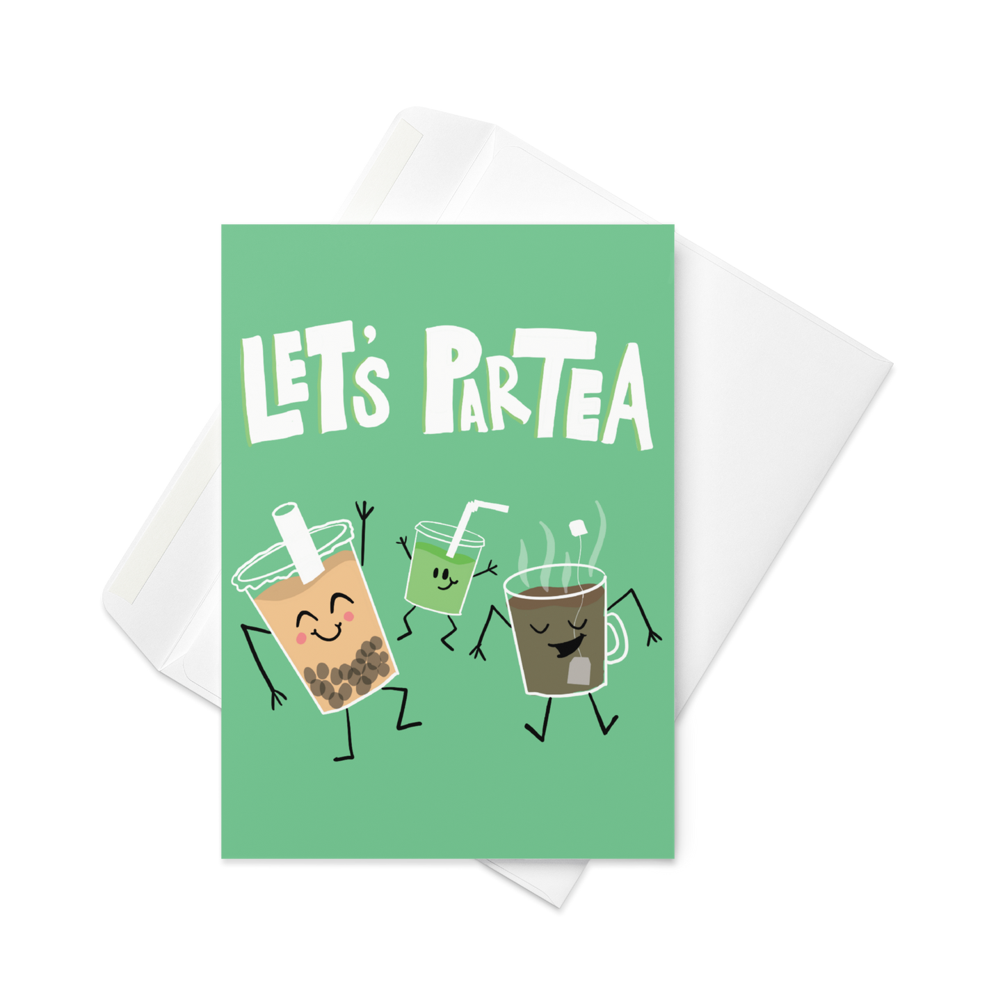 "Let's ParTEA!" Birthday Card / Matcha Birthday Card / Funny Birthday Card