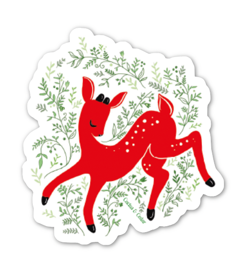 Prancer Reindeer Sticker / Mirror Sticker / Christmas Sticker