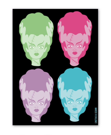 Technicolor Bride of Frankenstein Sticker / Halloween Stickers