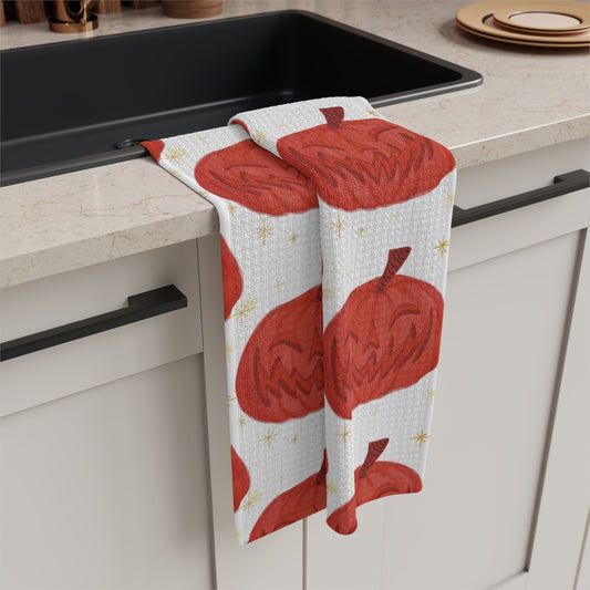 Pumpkin Kitchen Towel / Halloween Decor / Fall Tea Towel / Jack O Lantern Kitchen Towel / Halloween Kitchen Towel / Fall Kitchen Towel