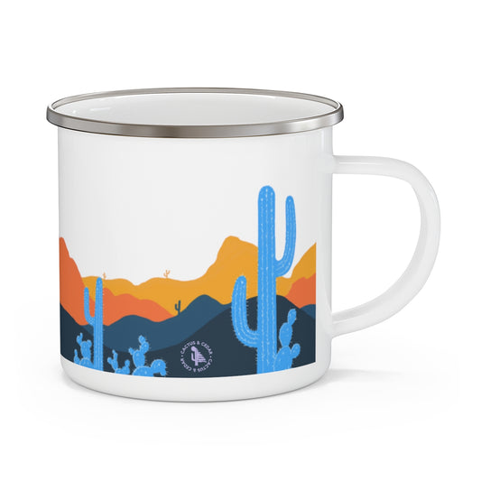 Cactus Mug / Cute Enamel Camping Mug / Arizona Sunset Camping Mug / 12 oz Mug / Happy Camper / Camping Essentials / Camping Gift Ideas