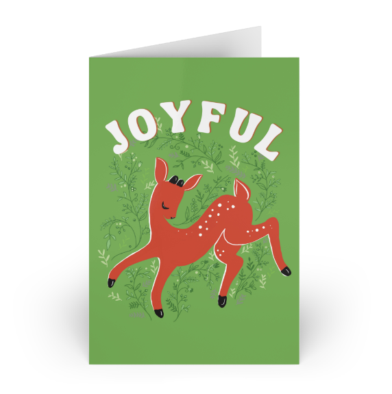 Joyful Reindeer Holiday Card (Green)