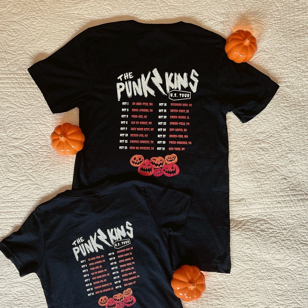 Youth Size Punk Kins Short Sleeve Tee / Kids Halloween Shirt / October Shirt / Kids Pumpkin Shirt / Punk Rock T-Shirt / Halloween Family Shirt